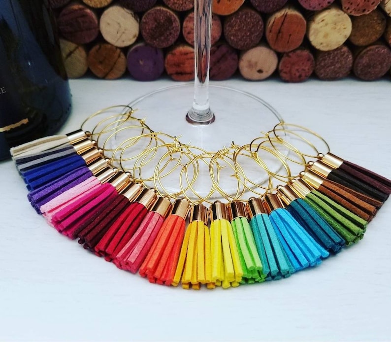 Tassel Wine Glass Charms Gold Wine Bar Accessory for Etsy