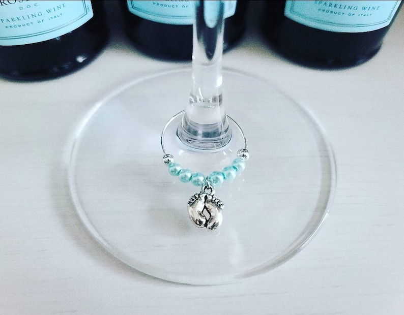 Baby Shower Party Favors Baby Feet Mini Champagne Bottle Tags Custom Colors Baby Shower Gifts Personalized Color Baby Shower image 7