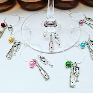Champagne Bar - CHAMPAGNE GLASS TAGS - Set of 7 | Birthday Champagne Gift | Bubbly Bar Decoration Accessory