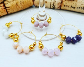 Unique Hostess Gift - Gold Plated WINE GLASS CHARMS -  Wine Party Accessory - Wine Gift for Wine Lover