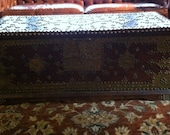 Antique Moroccan Chest Wedding Chest Wood Brass Nail Tribal African Dowry chest