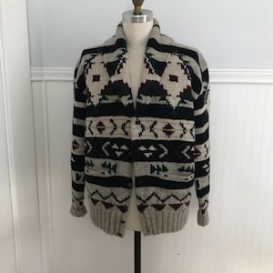 Vintage Ralph Lauren Sweater Hand knit Cardigan Indian Blanket Southwestern