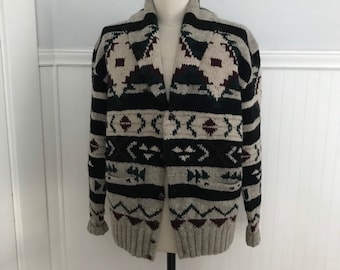 Vintage 90s 100% Wool Hand Knit Ralph Lauren Designer Cardigan - Etsy