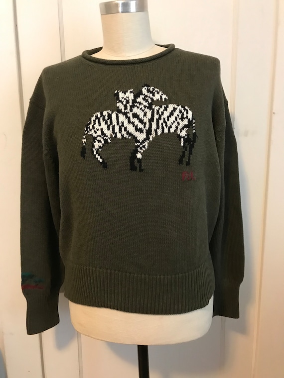 Ralph Lauren Hand knit Sweater Zebra Tribal Safari