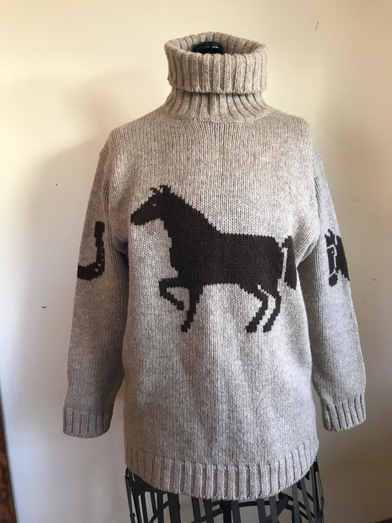 Ralph Lauren Hand knit Sweater Equestrian Horse S… - image 2