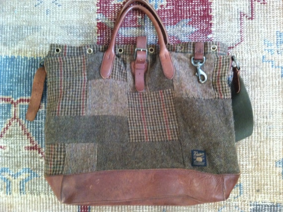 Vintage Ralph Lauren Bag Tote Bag Wool Patchwork … - image 5