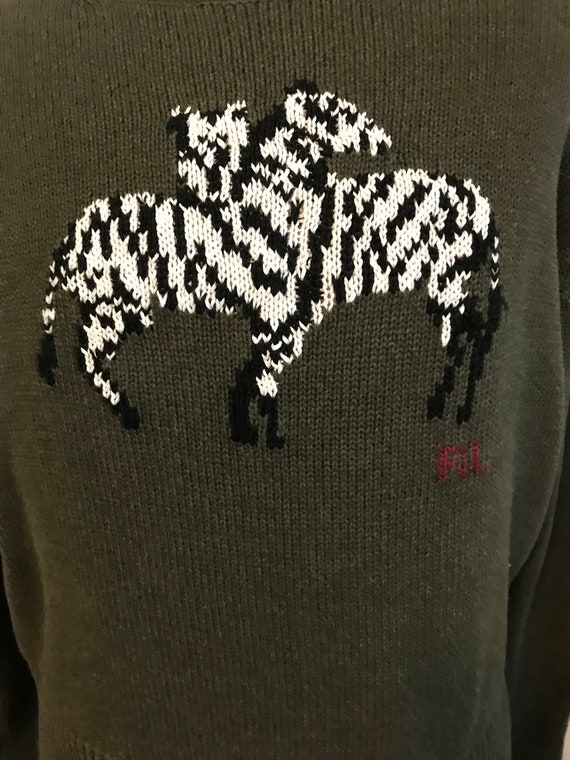 Ralph Lauren Hand Knit Sweater Zebra Tribal Safari Native African