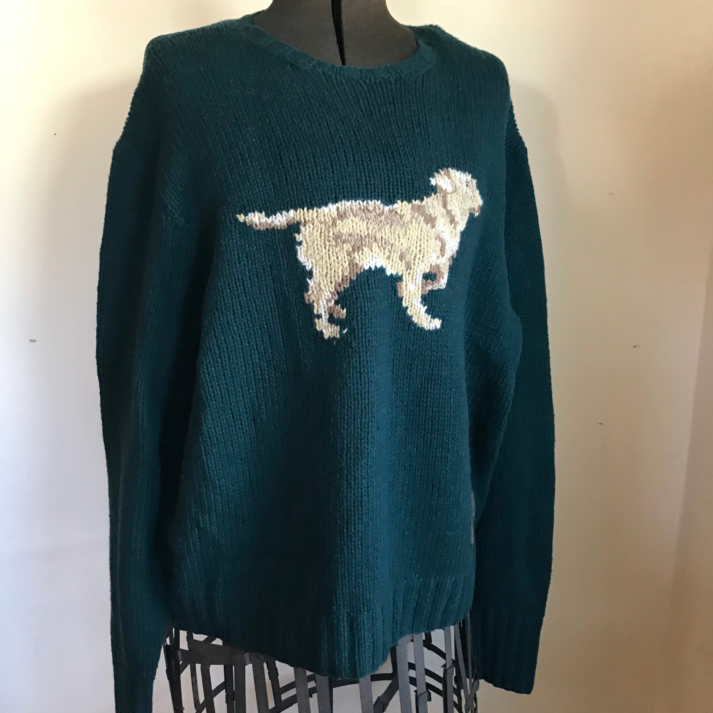 Vintage Ralph Lauren Hand Knit Sweater Collectors Dog Sweater Polo