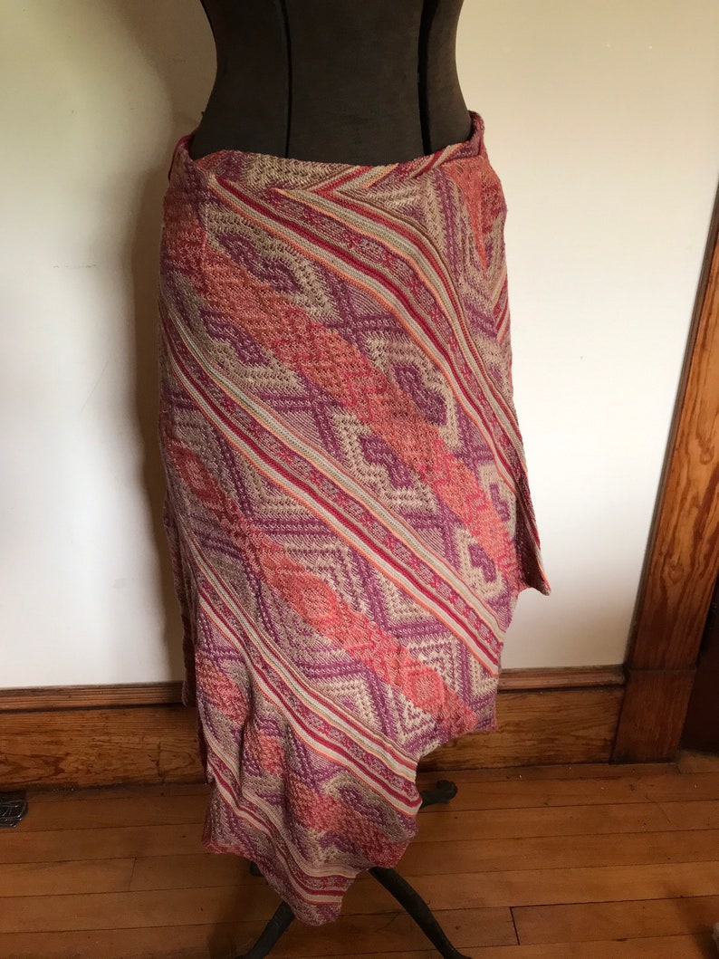 Ralph Lauren Tribal Skirt Indian Blanket Serape Wrap Skirt Southwestern Aztec Native American Cashmere image 3