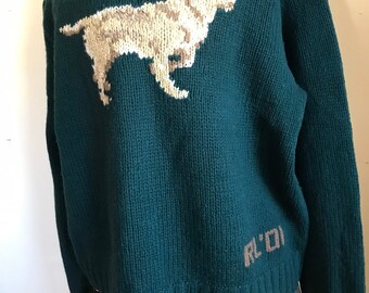 Vintage Ralph Lauren Hand Knit Sweater Collectors Dog Sweater Polo