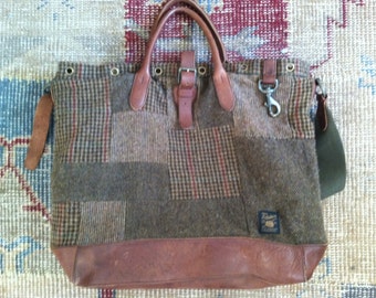 Vintage Ralph Lauren Bag Tote Bag Wool Patchwork Patched Leather Quilt Messenger Menswear Polo Haberdashery Luggage