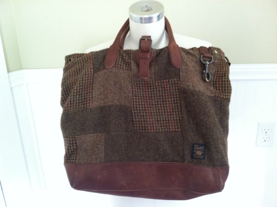 Vintage Ralph Lauren Bag Tote Bag Wool Patchwork … - image 2