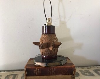 Antique Trophy Equestrian Lamp Industrial Lamp Antique Wagon Wheel Hubs Repurposed Primitive Wood Lamp Country