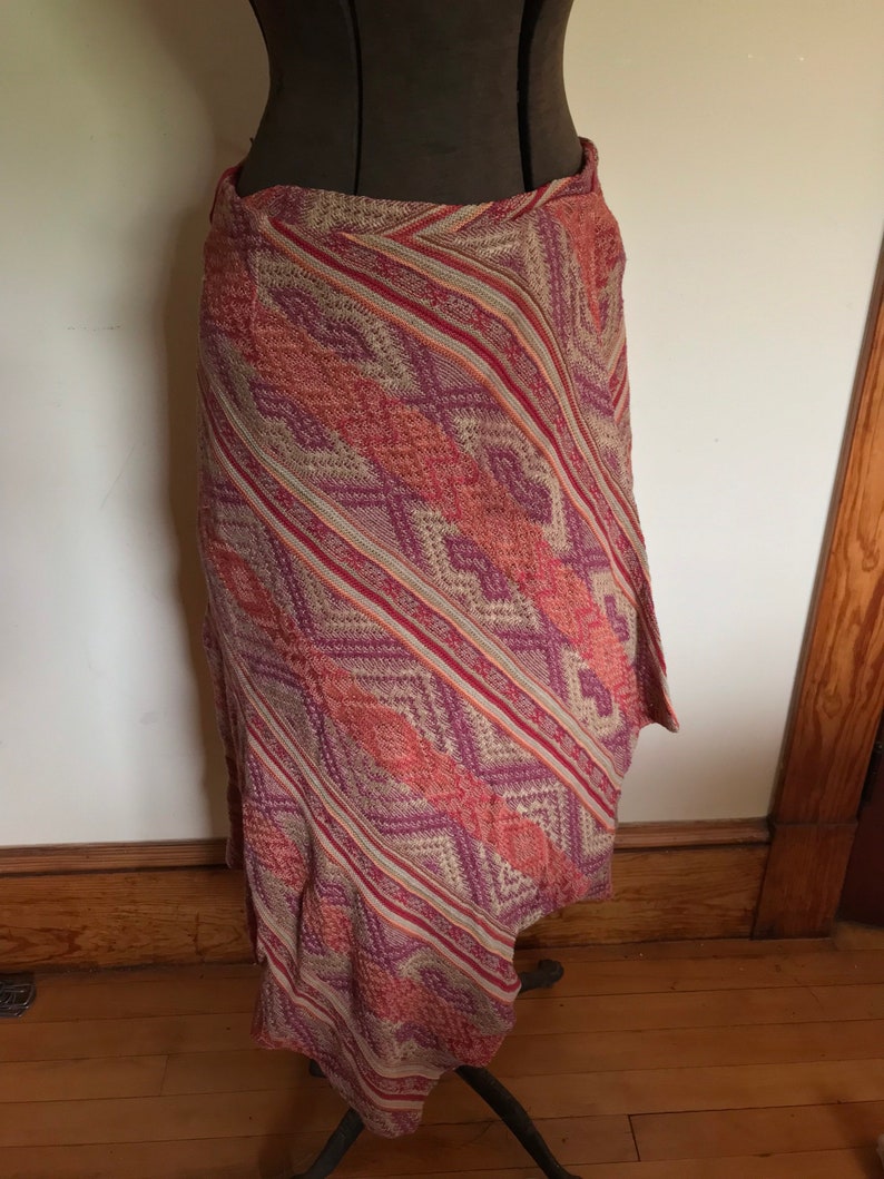 Ralph Lauren Tribal Skirt Indian Blanket Serape Wrap Skirt Southwestern Aztec Native American Cashmere image 4