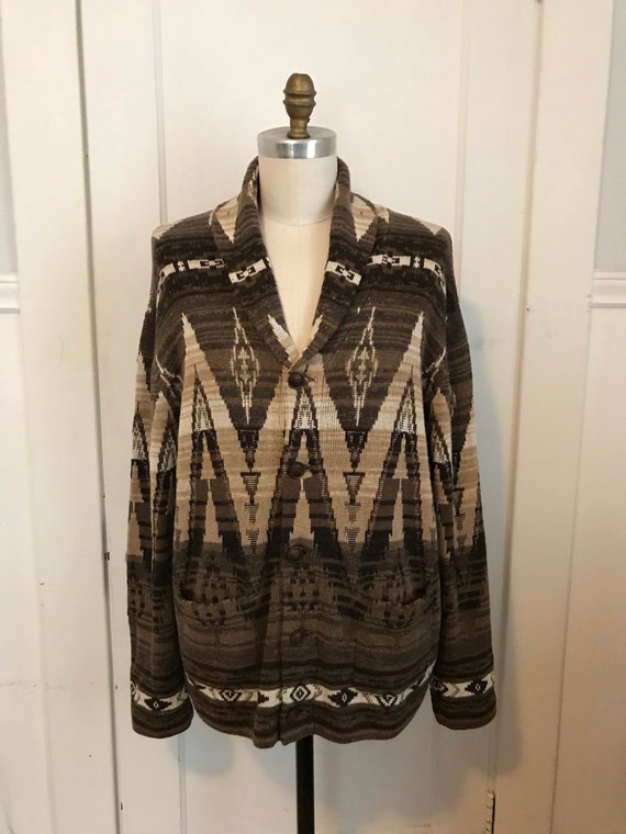 Vintage Ralph Lauren Sweater Coat Southwestern Tri