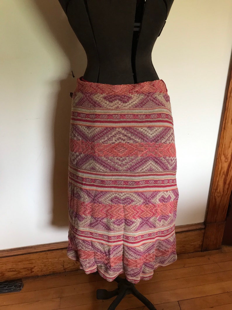 Ralph Lauren Tribal Skirt Indian Blanket Serape Wrap Skirt Southwestern Aztec Native American Cashmere image 7