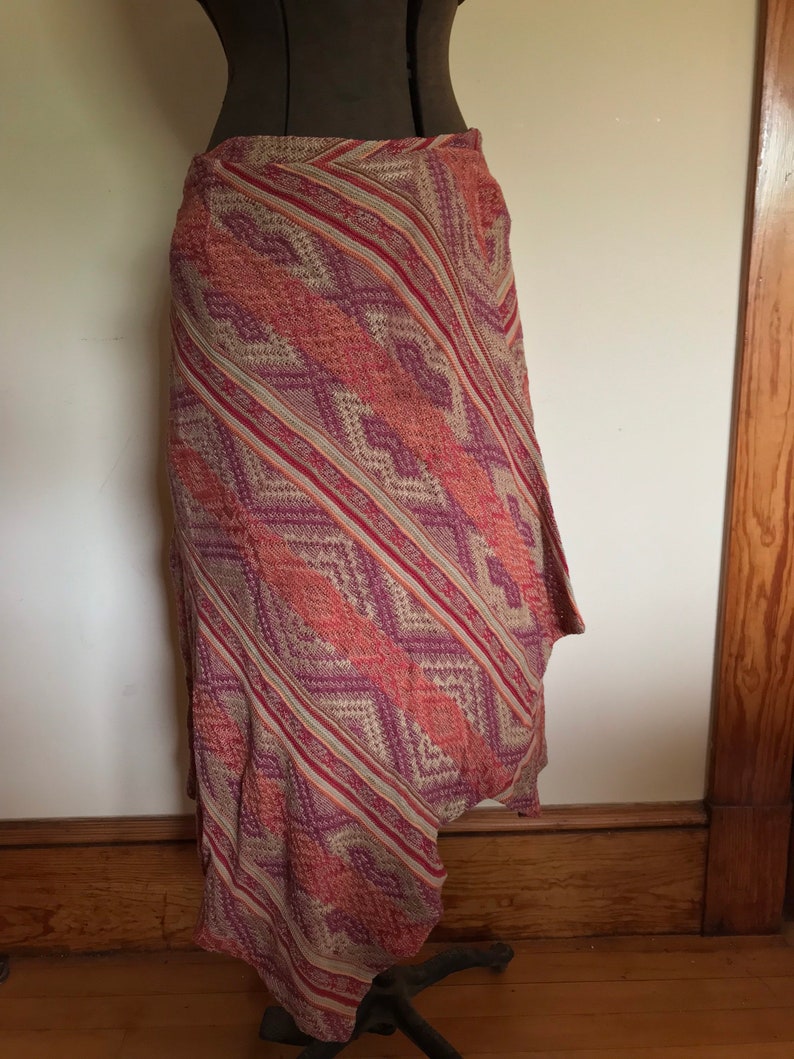 Ralph Lauren Tribal Skirt Indian Blanket Serape Wrap Skirt Southwestern Aztec Native American Cashmere image 5