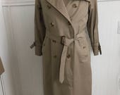 BURBERRY TRENCH COAT vintage khaki Burberry rain coat plaid nova check England Brit British mackintosh rain gear mens womens coat clothing