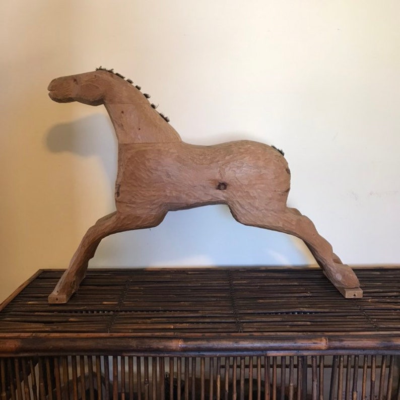 Antique French Horse Carved Folk Art Horse Wood Horse Carved Fragment ...