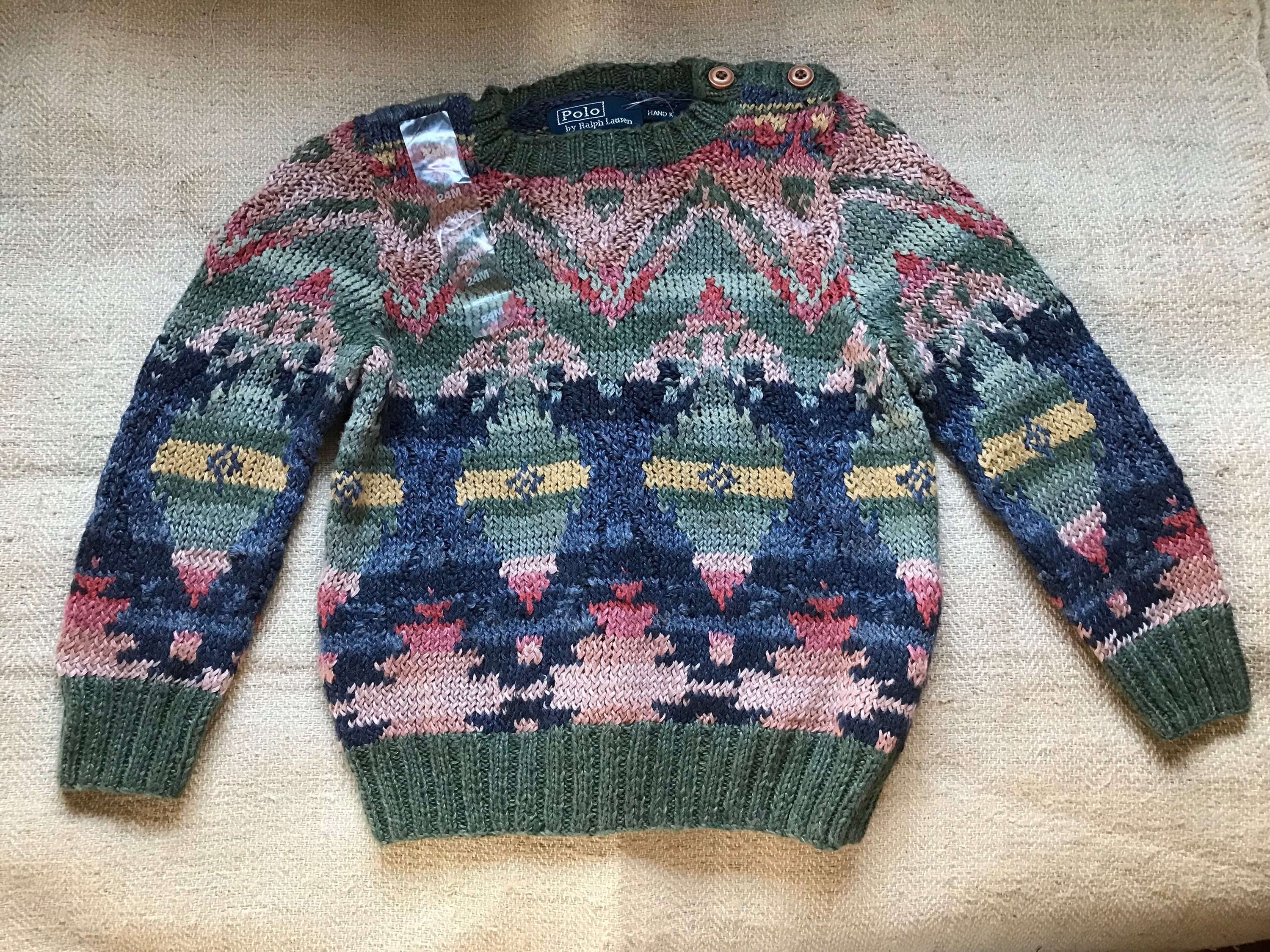 Ralph Lauren Hand Knit Sweater Kids Child Tribal Linen Silk