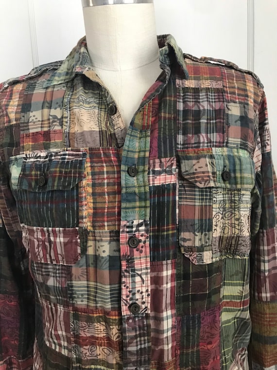 Vintage Ralph Lauren Shirt Patchwork Madras Batik