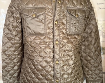 Ralph Lauren Quilted Jacket Down Feather  Shirt Jacket Shacket Puffer Quilted Barn Jacket Equestrian Coat