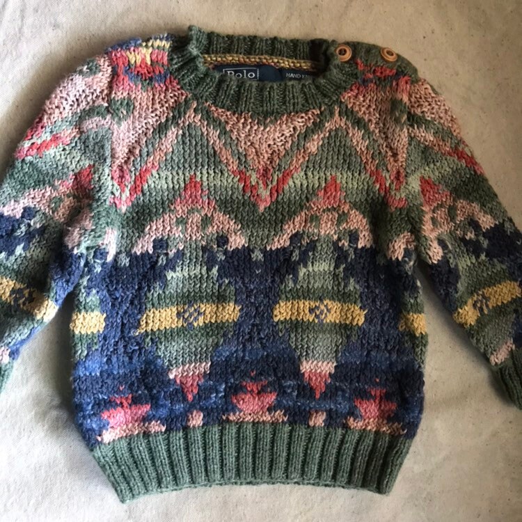 Ralph Lauren Hand Knit Sweater Kids Child Tribal Linen Silk Cotton Southwest Indian Blanket Polo Western