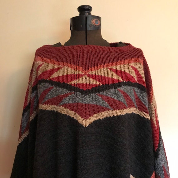 Ralph Lauren Hand knit Poncho Shawl Sweater Blue … - image 3