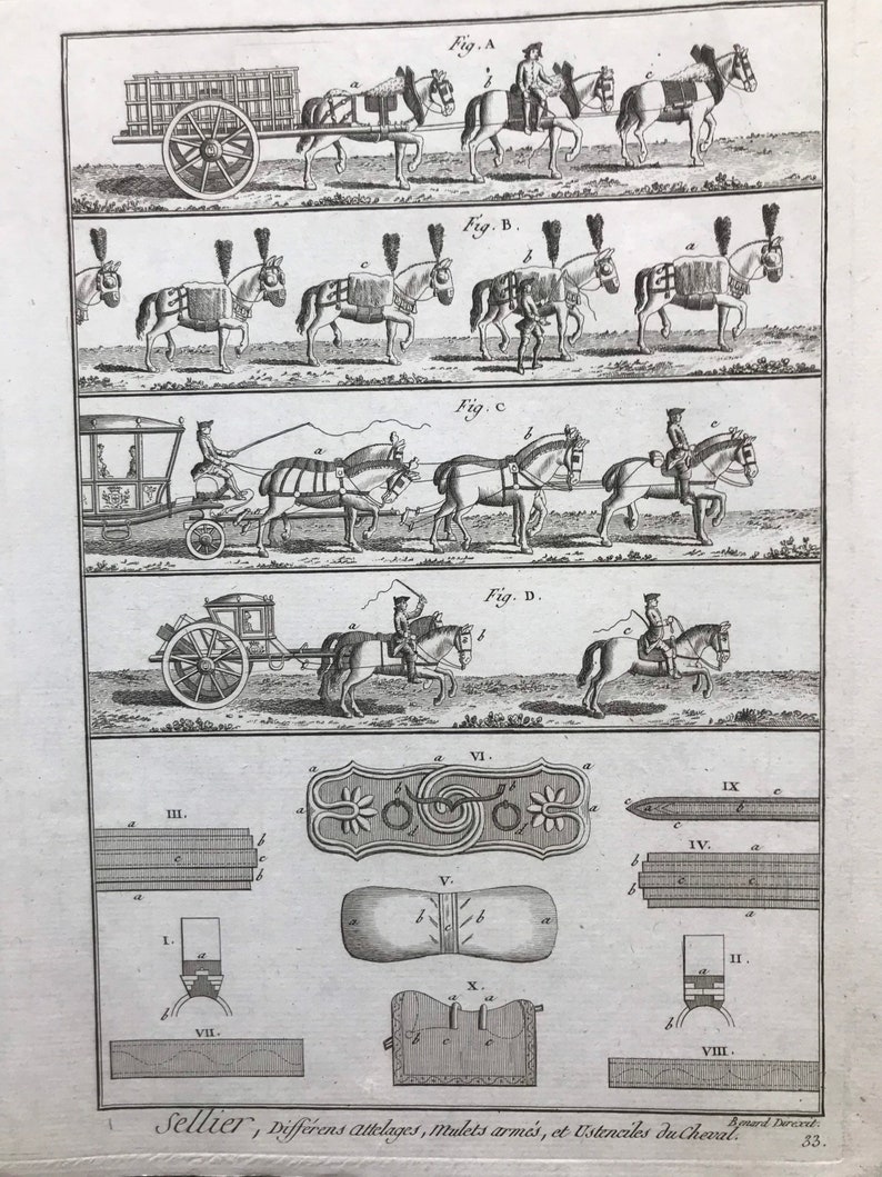 May include: A black and white illustration of different types of horse harnesses and saddles. The image includes diagrams of the different parts of the harness and saddle, as well as illustrations of horses being harnessed and ridden.