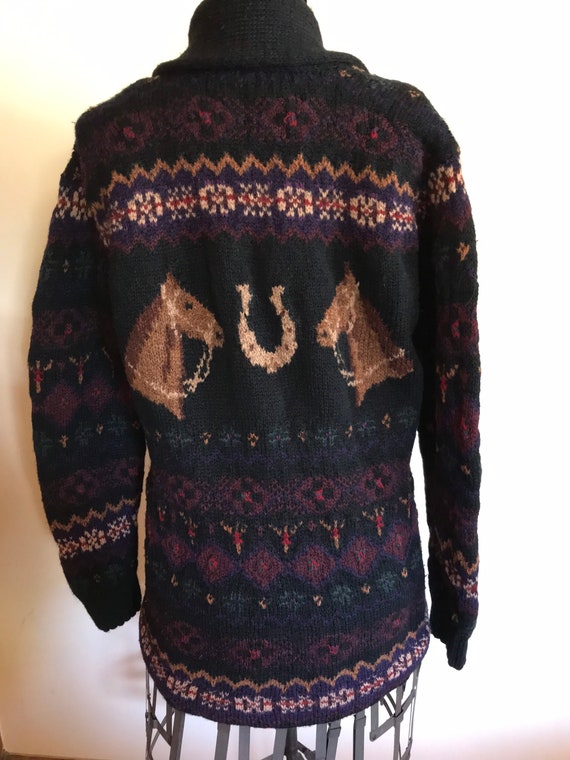 Ralph Lauren Hand knit Sweater Coat Equestrian Fa… - image 3