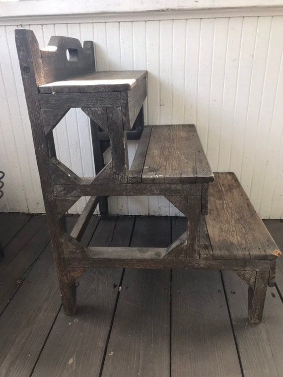Antique French Plant Stand Garden Steps Wood Plant Steps Etsy