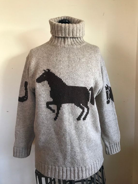 Ralph Lauren Hand Knit Sweater Equestrian Horse Sweater Ralph Lauren Hand Knit Sweater Equestrian Horse Sweater