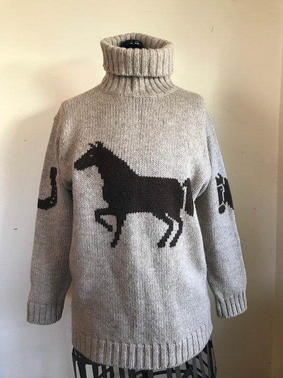 Ralph Lauren Hand knit Sweater Equestrian Horse S… - image 1