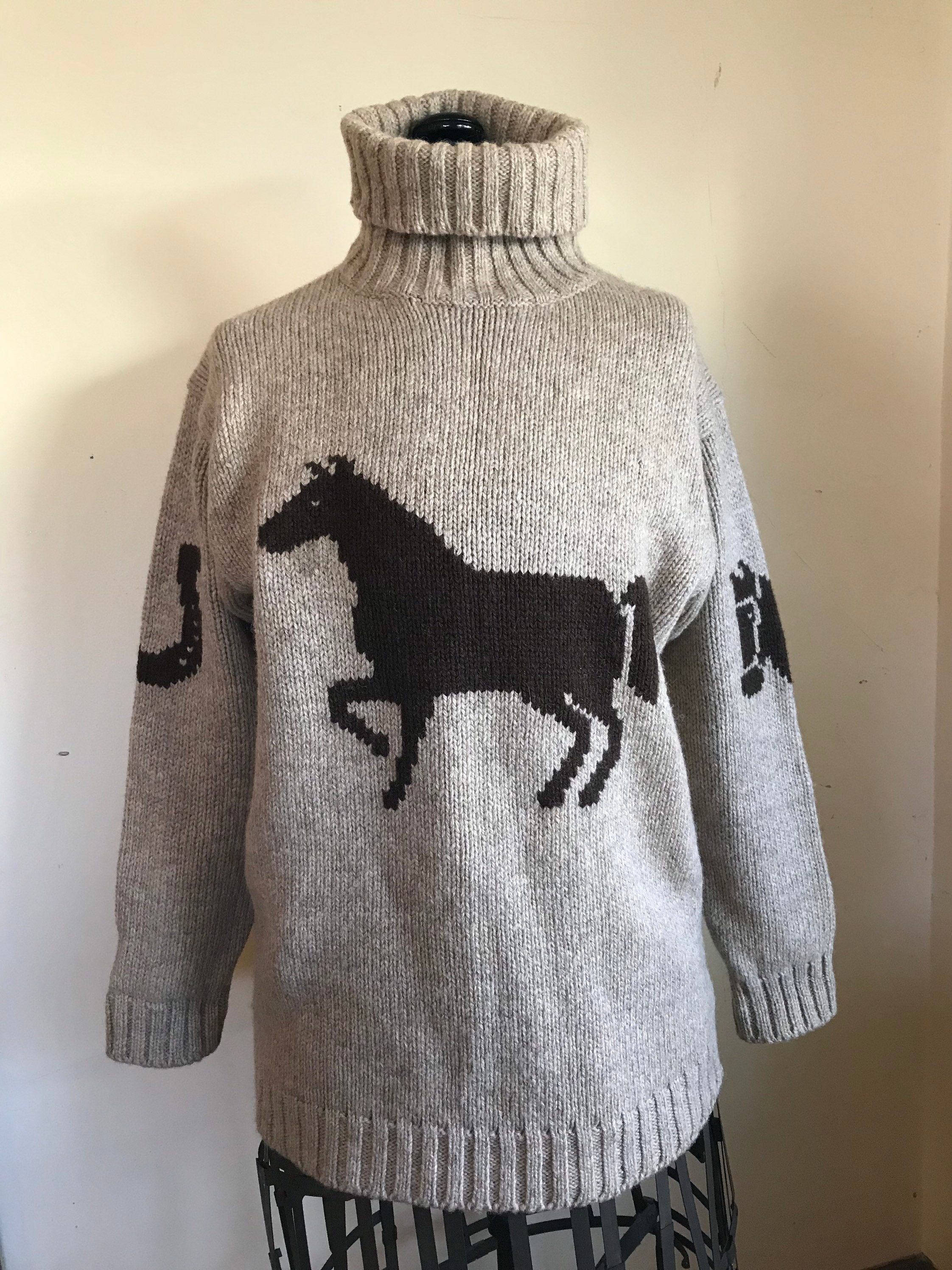Ralph Lauren Hand Knit Sweater Equestrian Horse Sweater 1980s Small - Etsy