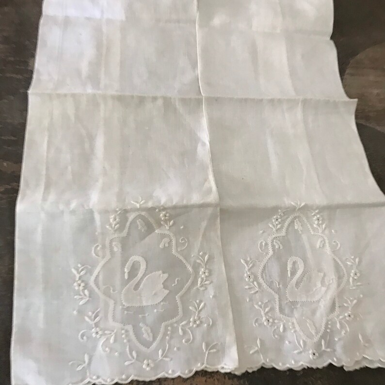 Antique Swan Linen Hand Towels Linen Guest Towels Bird Towels Etsy