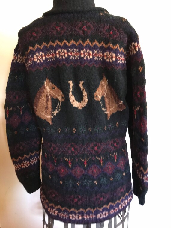 Ralph Lauren Hand knit Sweater Coat Equestrian Fa… - image 8