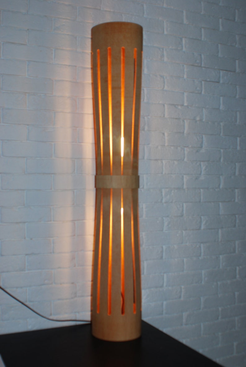 Floor lamp 5 from bent plywood with natural wood texture Etsy