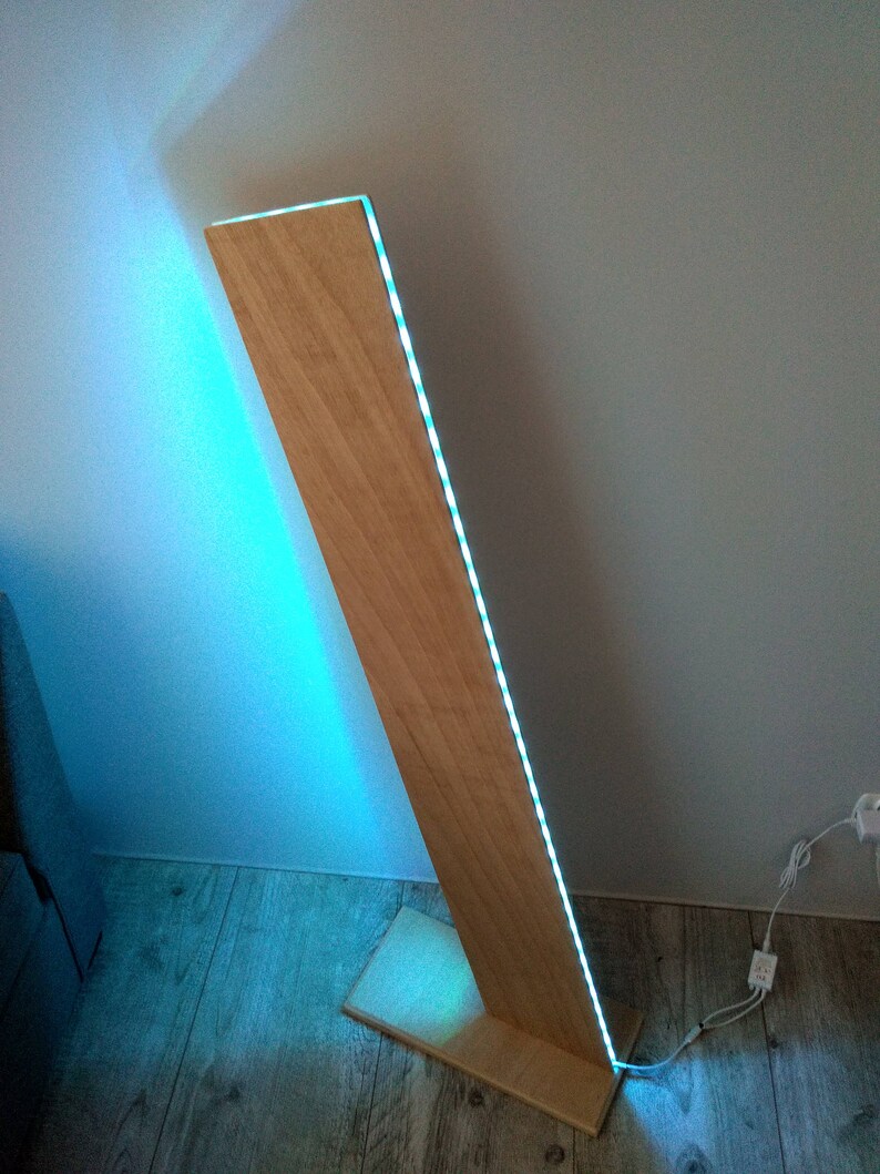 Led Floor Lamp Made of Bent Plywood an Angle From the Floor. Etsy
