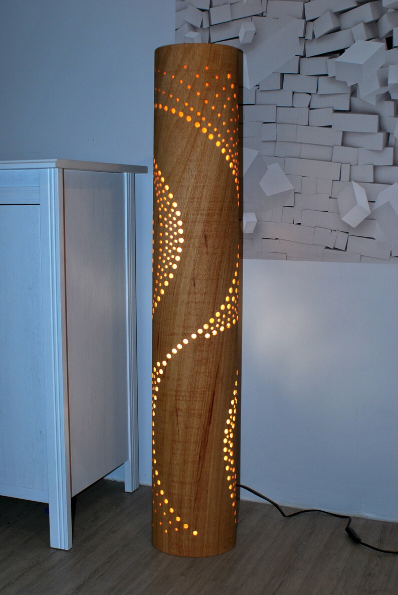 Floor Lamp Waves Made From Bent Plywood