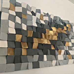 Gold mine 34x19inches, wood wall art, 3d sculpture, wooden art, geometric wall art, wood mosaic