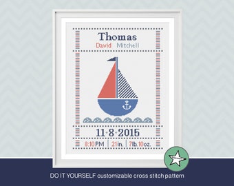 Nautical Birth Cross Etsy