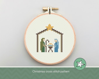 Christmas cross stitch pattern, nativity scene, small Christmas decoration, ornament, PDF, ** instant download**