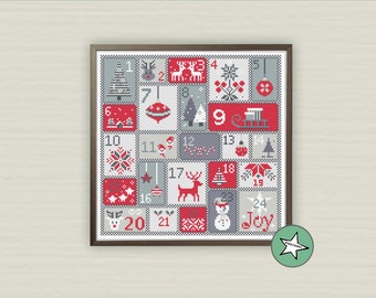 赤と白のクリスマス アドベント カレンダー - 24 個セット - Durene J