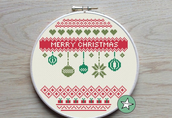 Christmas Cross Stitch Pattern Merry Christmas Modern Cross | Etsy
