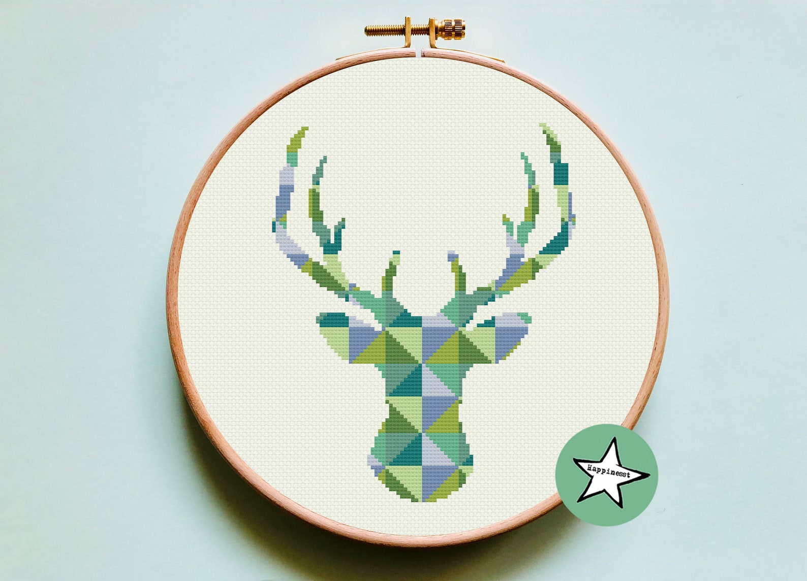 Modern Cross Stitch Pattern Deer Silhouette Reindeer Blocks Etsy