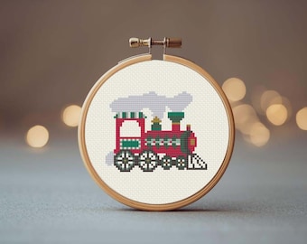Padrão de ponto cruz para enfeite de Natal em trem (download em PDF)