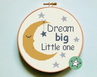 cross stitch quote "dream big little one" nursery decor, baby, pdf, ** instant download**