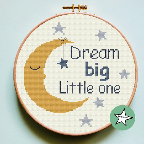 cross stitch quote "dream big little one" nursery decor, baby, pdf, ** instant download**