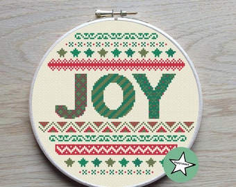 christmas cross stitch pattern, Joy, nordic folk, PDF ** instant download**