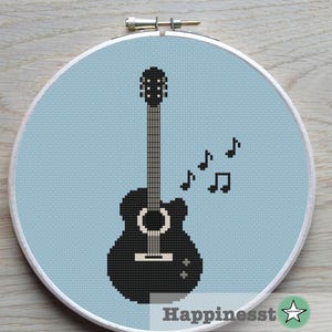 cross stitch pattern guitar, modern cross stitch, music,  PDF,  ** instant download**